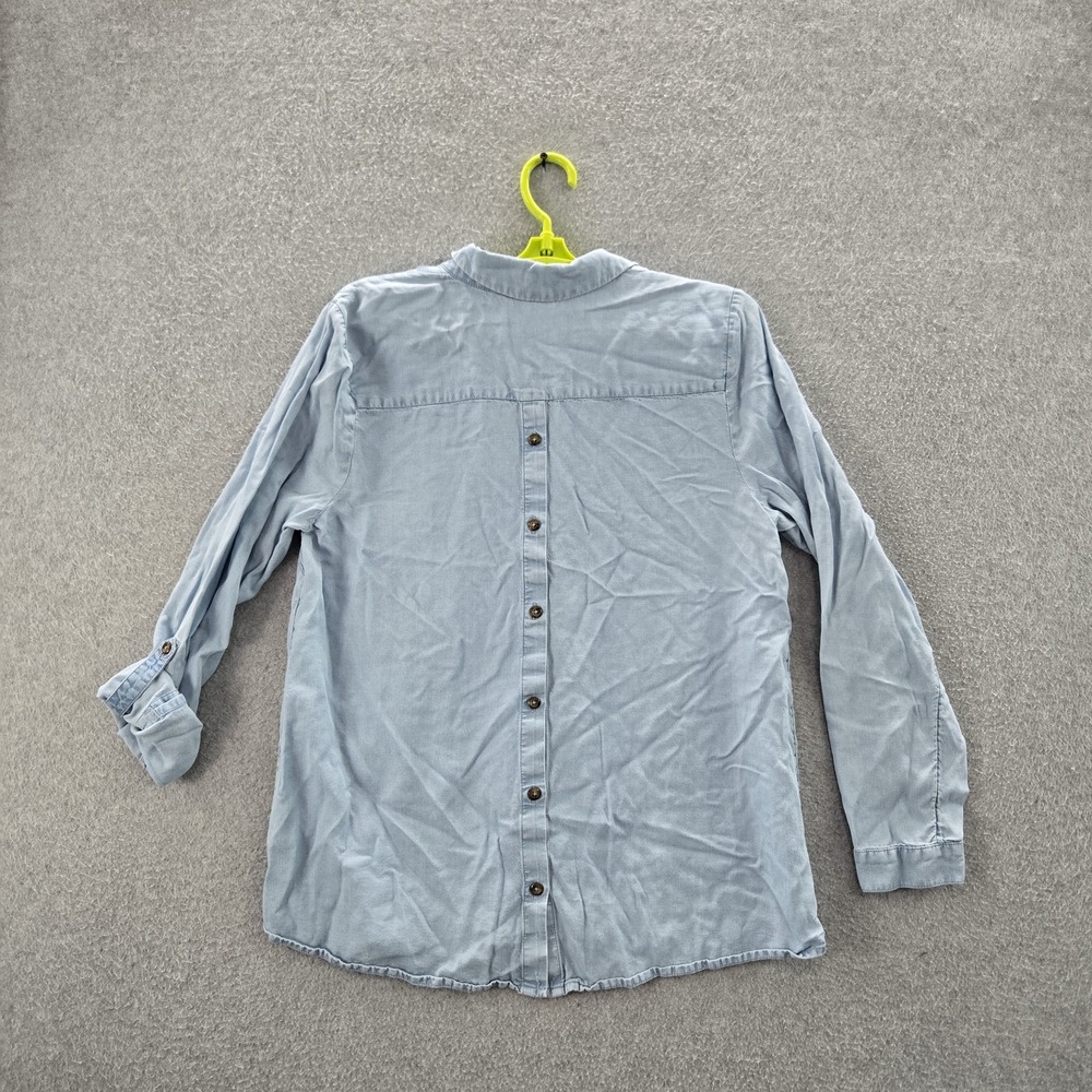 J. Jill Women Button Up Shirt M Blue Denim Collared Front Pullover - Picture 8 of 9
